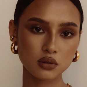 18k Gold Plated CC Shaped Hoop Huggie Earrings